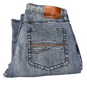 Rank 45 Jeans Bootcut Blue Denim Mens 36x30 (37x33 ACTUAL) Western Embroidered